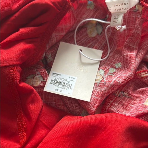 Lauren Conrad Red Sleeveless Dress with Lemon 🍋 Pattern Size XS NWT - Picture 8 of 8
